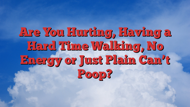 Are You Hurting, Having a Hard Time Walking, No Energy or Just Plain Can’t Poop?